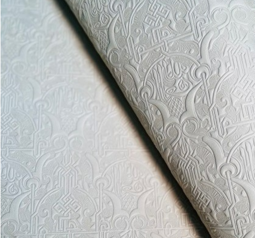 White leather fabric made with warm print with patterns LL01