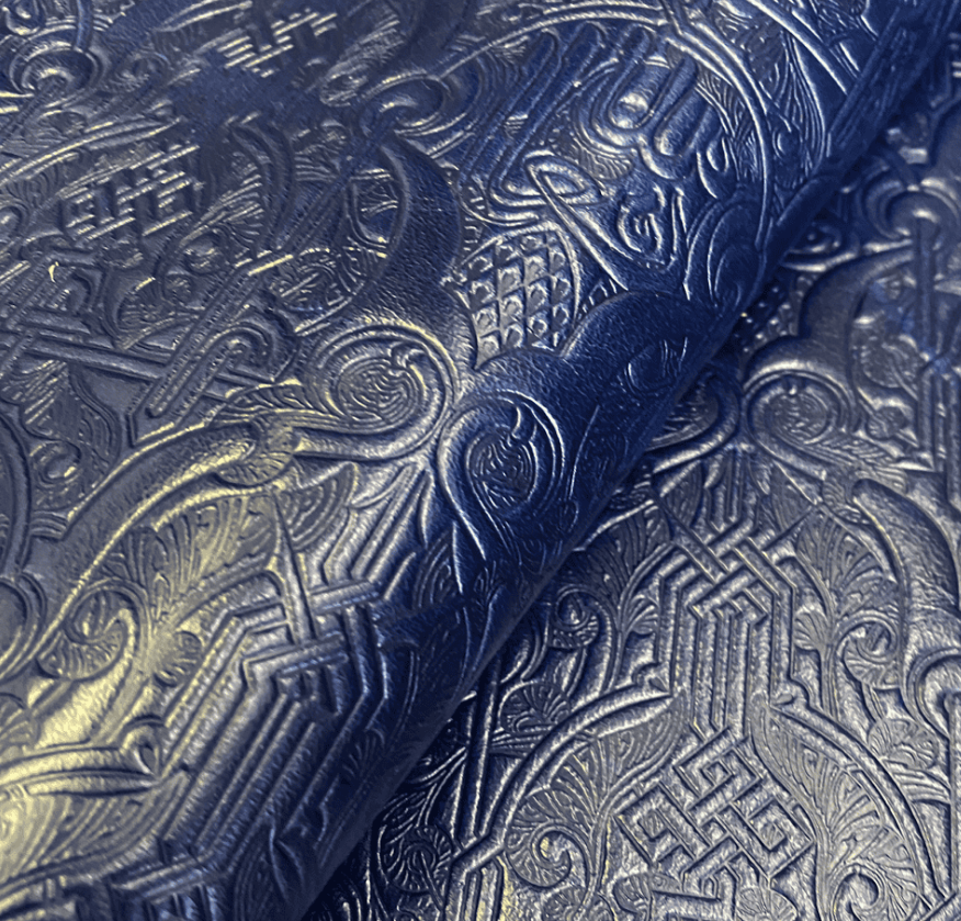 embossed navy leather fabric LL23