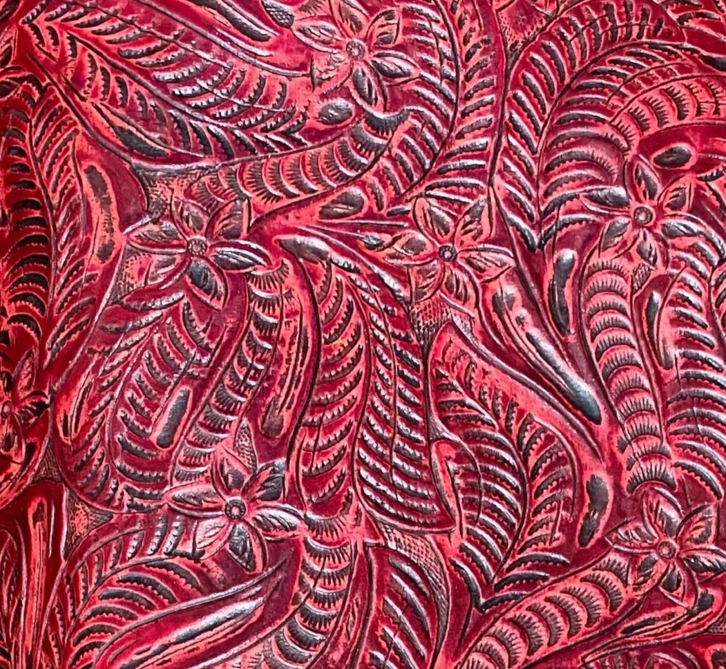 embossed empreinte red leather fabric LL22