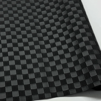 Black Embossed Leather Fabric | Checkered Damier Leather Black LL66