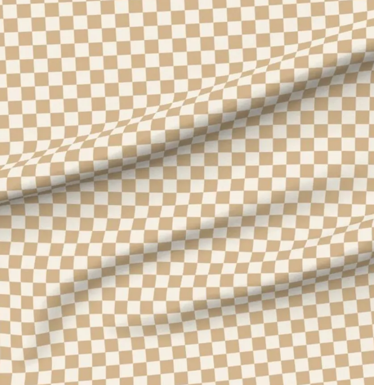 Damier Azur Leather Fabric | Cream Checkered Leather Material LL73 - Image 2