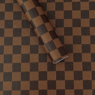 Brown Checkered Leather fabric for sale by the yard LL71
