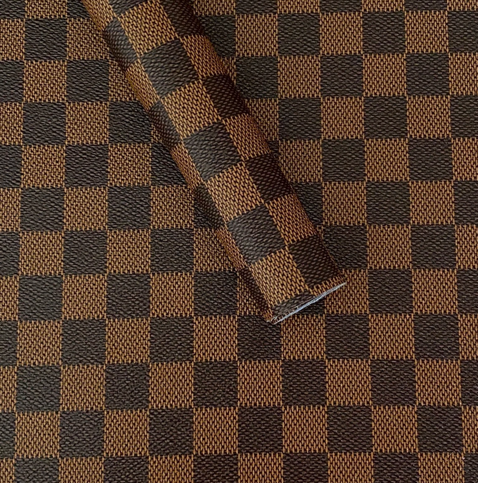 Brown Checkered Leather fabric for sale by the yard LL71