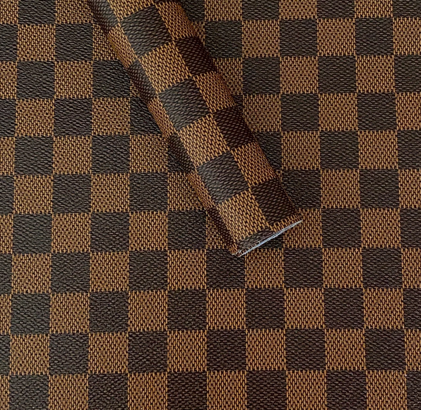 Brown Checkered Leather fabric for sale by the yard LL71 - Image 2