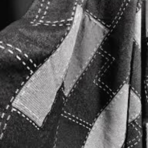 LO06 Black denim Fabric with bigger pattern